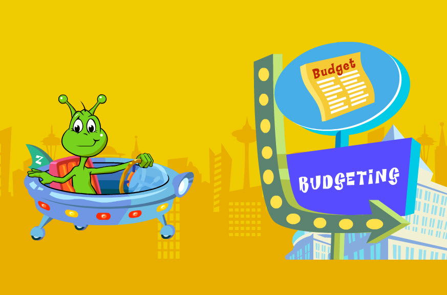 zing the alien and a budgeting sign